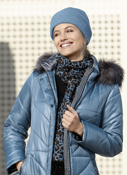 - Schal mit Raubtierfell-Dessin, in Farbe RAUCHBLAU-SCHOKO-SCHWARZ Ansicht 2