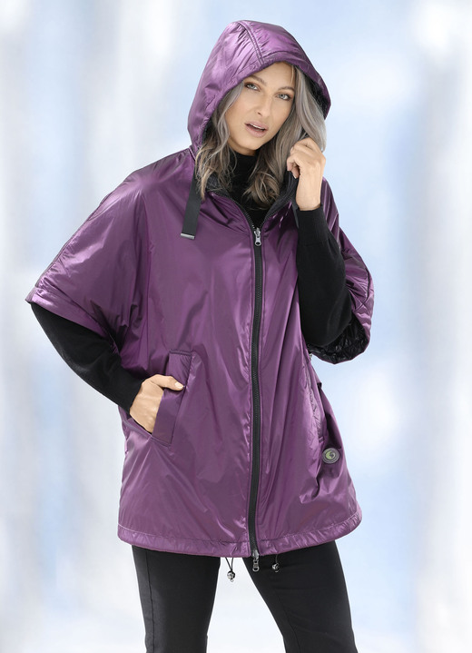 Jacken & Mäntel - Funktions-Wendecape im Oversized-Look, in Größe L bis XXL, in Farbe AMETHYST-SCHWARZ Ansicht 1
