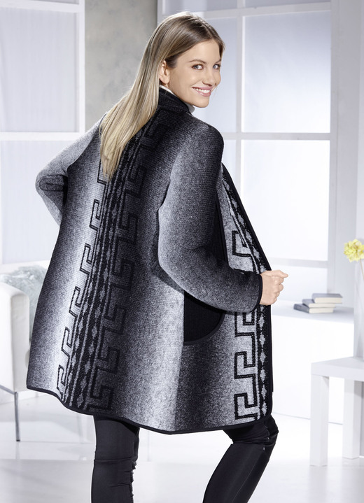 - Longjacke mit Reißverschlussleiste, in Größe 036 bis 052, in Farbe GRAU-SCHWARZ Ansicht 3
