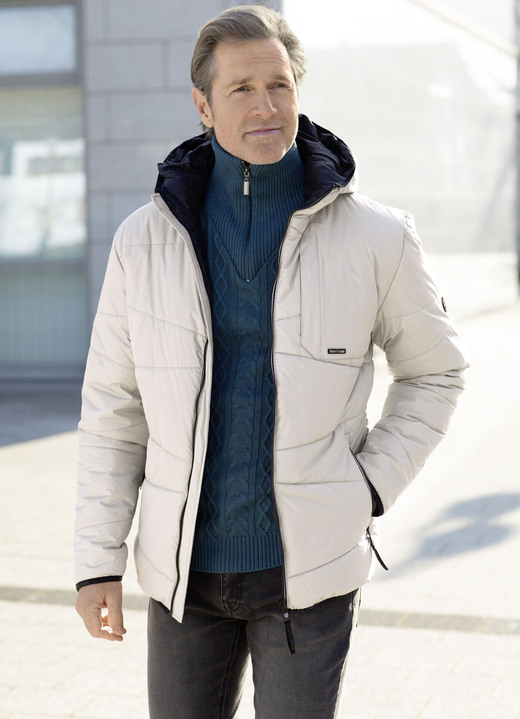 Jacken & Mäntel - Steppblouson mit Kapuze, in Größe 3XL (58) bis XXL (56), in Farbe BEIGE