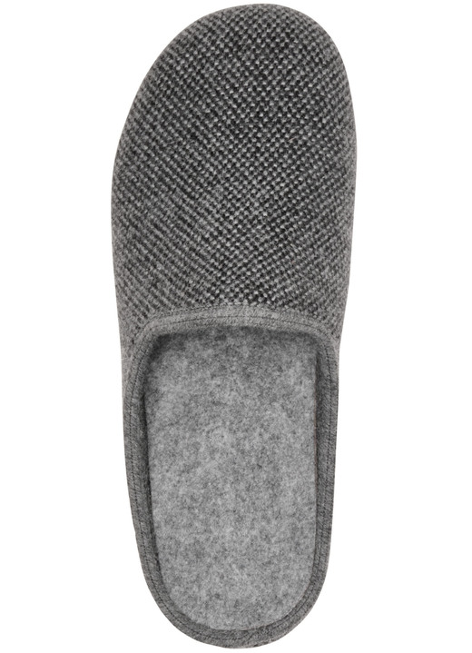 Hausschuhe - Pantoffel aus dezent gemustertem Textilmaterial, in Größe 039 bis 046, in Farbe GRAU Ansicht 2