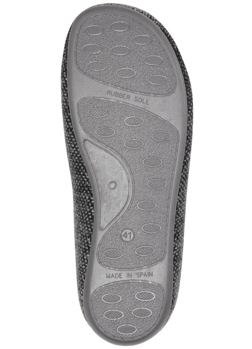 Hausschuhe - Pantoffel aus dezent gemustertem Textilmaterial, in Größe 039 bis 046, in Farbe GRAU Ansicht 3