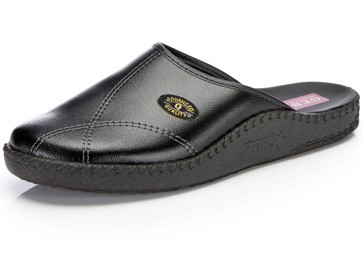 Hausschuhe - Klassische Herren-Pantoletten, mit anatomisch geformtem Fußbett, in Größe 039 bis 046, in Farbe BORDEAUX Ansicht 4