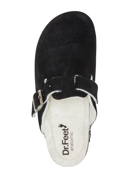 Hausschuhe - Pantoffel aus weichem Veloursleder, in Größe 040 bis 047, in Farbe SCHWARZ Ansicht 2