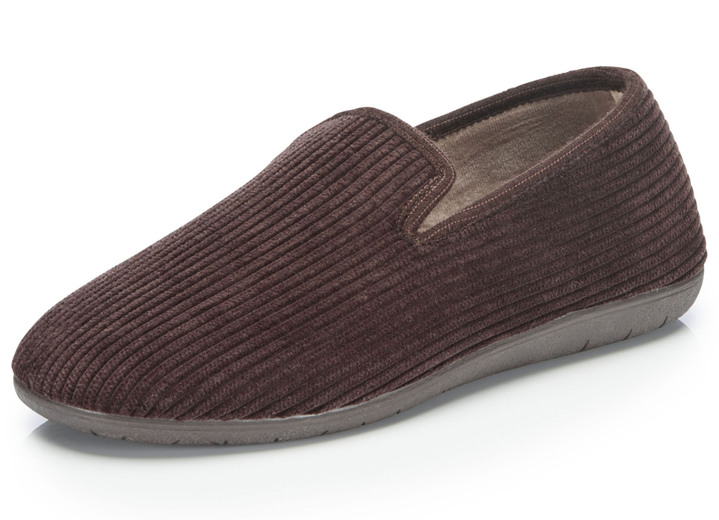 Hausschuhe - Textil-Hausschuh in Cord-Optik, in Größe 040 bis 046, in Farbe MARINE Ansicht 4