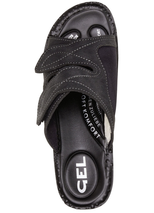 Sandaletten & Pantoletten - Klassische Damen-Pantoletten, Weite H, mit elastischem Material Ansicht 5 Sandaletten & Pantoletten - Klassische Damen-Pantoletten, Weite H, mit elastischem Material, in Größe 036 bis 041, in Farbe BLAU Ansicht 5
