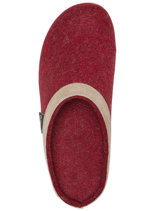 - Laurina Wollfilz-Pantoffel mit Velours-Besatz, in Größe 036 bis 042, in Farbe GRANATROT Ansicht 2