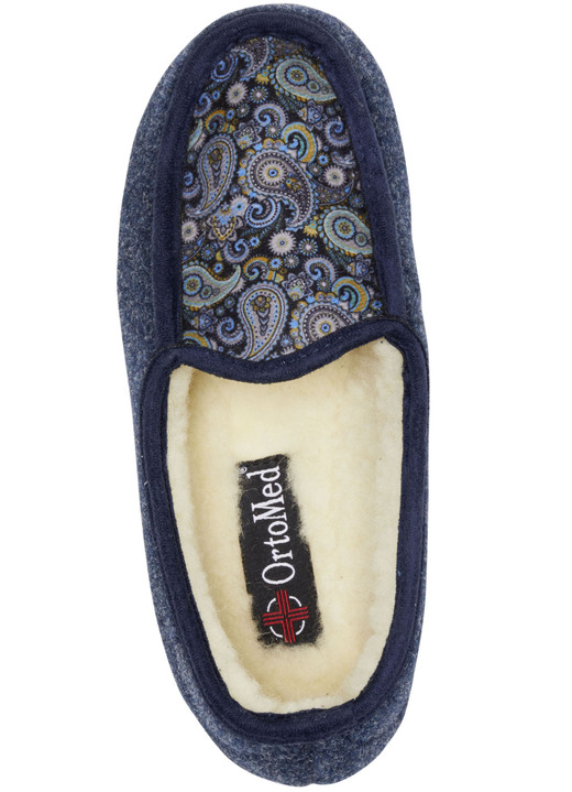 Hausschuhe - Hausschuh mit Schurwollfutter, in Größe 036 bis 042, in Farbe MARINE Ansicht 2