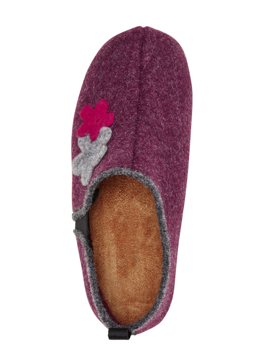 - Laurina Hausschuh mit kontrastfarbener Applikation, in Größe 036 bis 041, in Farbe BORDEAUX Ansicht 2