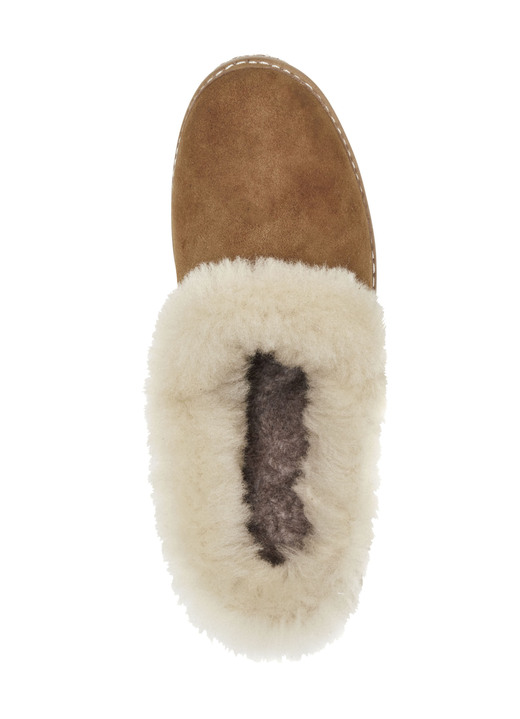 Hausschuhe - Gemini Pantoffel aus weichem, bestem Veloursleder, in Größe 036 bis 042, in Farbe COGNAC-BEIGE Ansicht 2