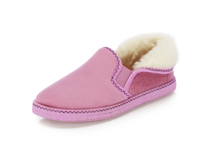 Hausschuhe - Laurina, warme Damen-Hausschuhe, mit Gummizug, in Größe 036 bis 042, in Farbe MARINE Ansicht 4