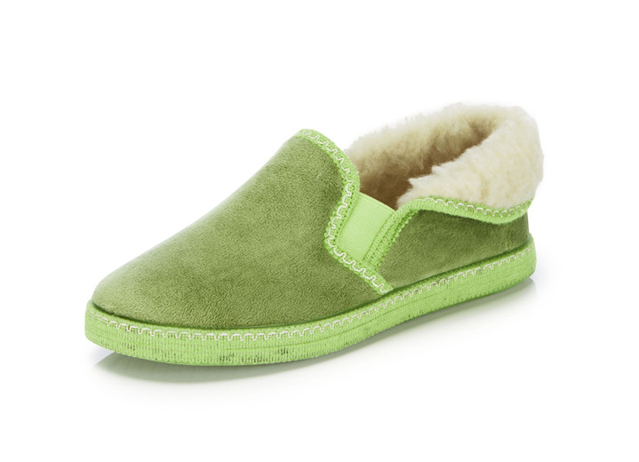 Hausschuhe - Laurina, warme Damen-Hausschuhe, mit Gummizug, in Größe 036 bis 042, in Farbe MARINE Ansicht 7