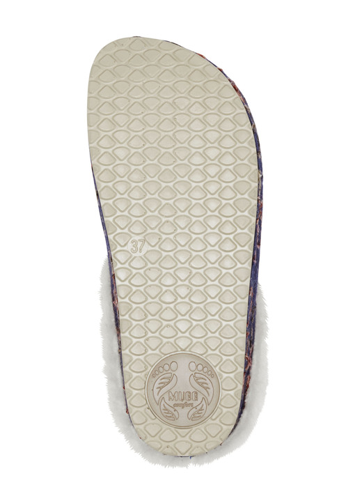 Hausschuhe - Mubb Wollfilz-Pantoffel mit bunter Blüten-Stickerei, in Größe 036 bis 042, in Farbe MARINE-ECRU Ansicht 3