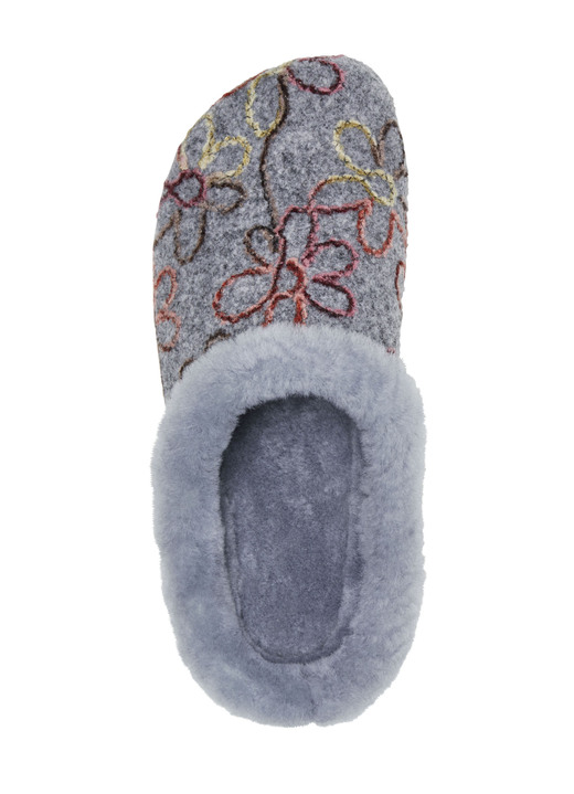 Hausschuhe - Mubb Wollfilz-Pantoffel mit bunter Blüten-Stickerei, in Größe 036 bis 042, in Farbe MARINE-ECRU Ansicht 5