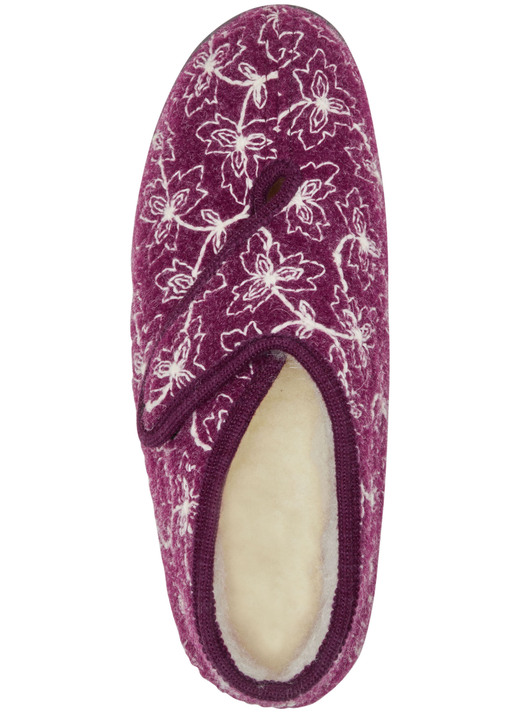 - Klett-Hausschuhe mit wollweißer Stickerei, in Größe 036 bis 042, in Farbe BORDEAUX Ansicht 2