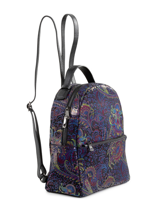 - Laurina Rucksack aus bedrucktem Kalbleder, in Farbe SCHWARZ-BUNT Ansicht 1
