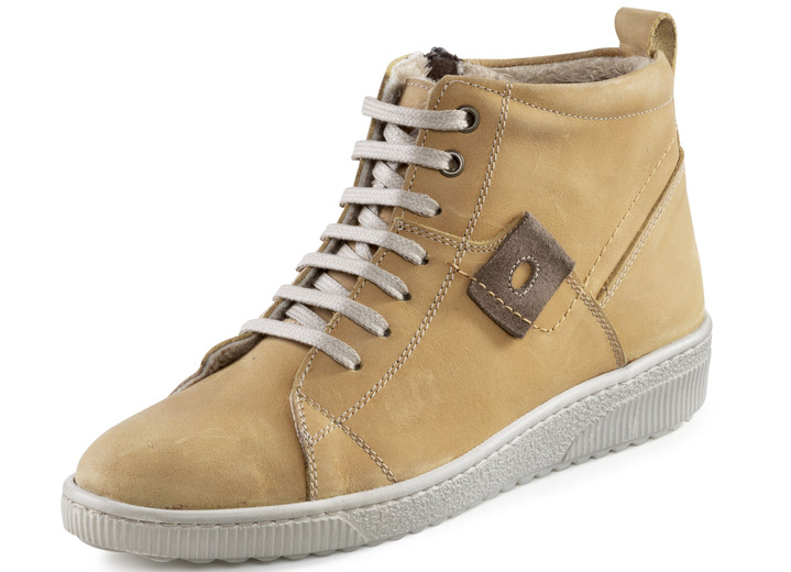 Stiefel & Stiefeletten - ELENA EDEN Schnür-Bootie aus Nubukleder, mit Leder-Applikation Ansicht 4 Stiefel & Stiefeletten - ELENA EDEN Schnür-Bootie aus Nubukleder, mit Leder-Applikation, in Größe 036 bis 042, in Farbe JEANS Ansicht 4