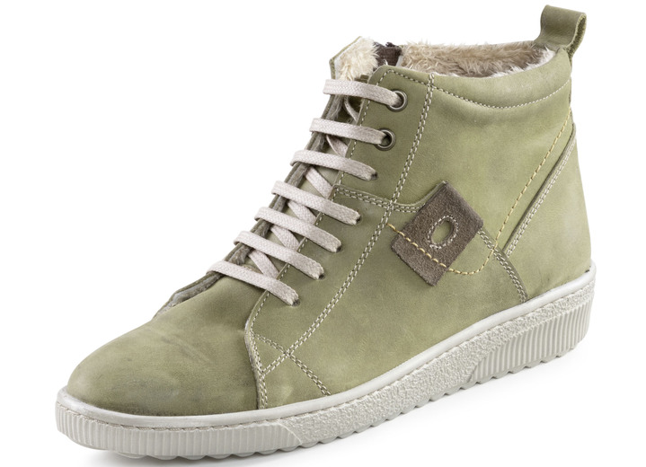 Stiefel & Stiefeletten - ELENA EDEN Schnür-Bootie aus Nubukleder, mit Leder-Applikation Ansicht 9 Stiefel & Stiefeletten - ELENA EDEN Schnür-Bootie aus Nubukleder, mit Leder-Applikation, in Größe 036 bis 042, in Farbe JEANS Ansicht 9