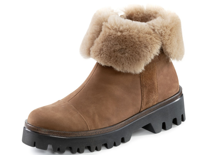 - Waldläufer Stiefelette mit kuscheligem Kragen aus Lammfell, in Größe 4 1/2 bis 9, in Farbe BRAUN Ansicht 2