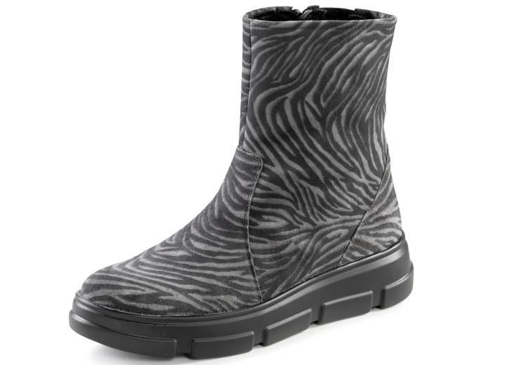 - Waldläufer Stiefelette mit Zebra-Dessin, in Größe 3 1/2 bis 8, in Farbe SCHWARZ-GRAU Ansicht 1