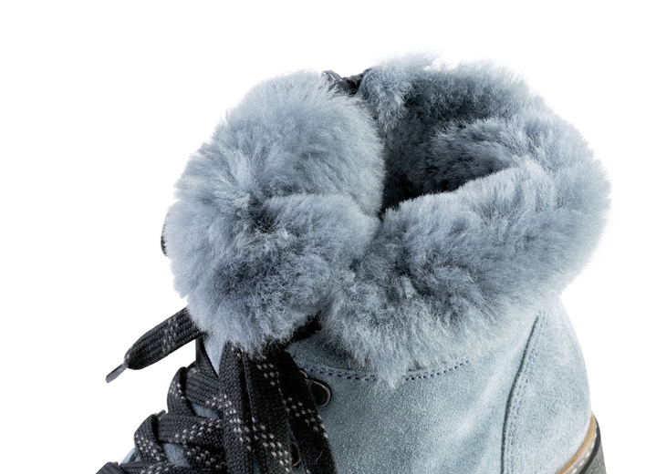 Stiefel & Stiefeletten - Waldläufer Schnür-Stiefelette mit kuscheligem Kragen aus Lammfell, in Größe 3 1/2 bis 8, in Farbe JEANSBLAU Ansicht 2