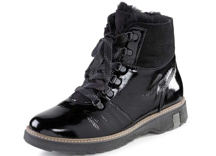 Stiefel & Stiefeletten - Waldläufer Schnür-Stiefelette mit kuscheligem Kragen aus Lammfell, in Größe 3 1/2 bis 8, in Farbe JEANSBLAU Ansicht 5