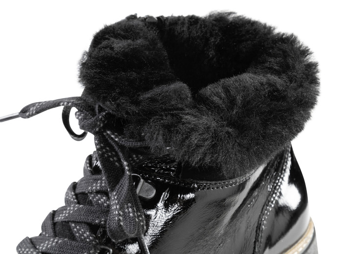 Schuhe - Waldläufer Schnür-Stiefelette mit kuscheligem Kragen aus Lammfell, in Größe 3 1/2 bis 8, in Farbe SCHWARZ Ansicht 2