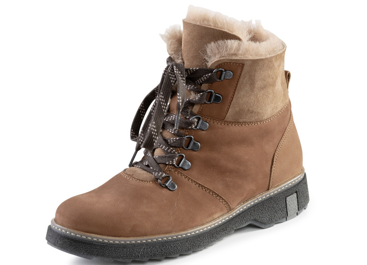 Stiefel & Stiefeletten - Waldläufer Schnür-Stiefelette mit kuscheligem Kragen aus Lammfell, in Größe 3 1/2 bis 8, in Farbe JEANSBLAU Ansicht 9