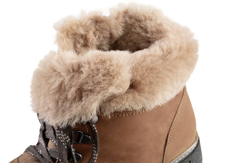 Stiefel & Stiefeletten - Waldläufer Schnür-Stiefelette mit kuscheligem Kragen aus Lammfell, in Größe 3 1/2 bis 8, in Farbe JEANSBLAU Ansicht 10