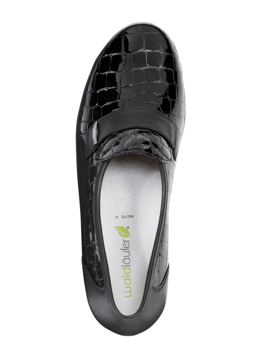 Slipper & Schnürschuhe - Waldläufer Slipper aus krokogeprägtem Lackleder und Nappaleder, in Größe 4 1/2 bis 9, in Farbe SCHWARZ Ansicht 2