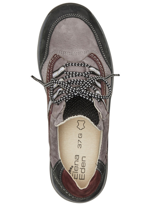 - ELENA EDEN Schnürschuh aus teilweise geprägtem Nubukleder, in Größe 036 bis 042, in Farbe GRAU-SCHWARZ-BURGUND Ansicht 2