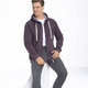 - Sweatjacke mit Kapuze in 2 Farben, in Größe 3XL (58) bis XXL (56), in Farbe AUBERGINE MELIERT – Farbe AUBERGINE MELIERT – Ansicht 1