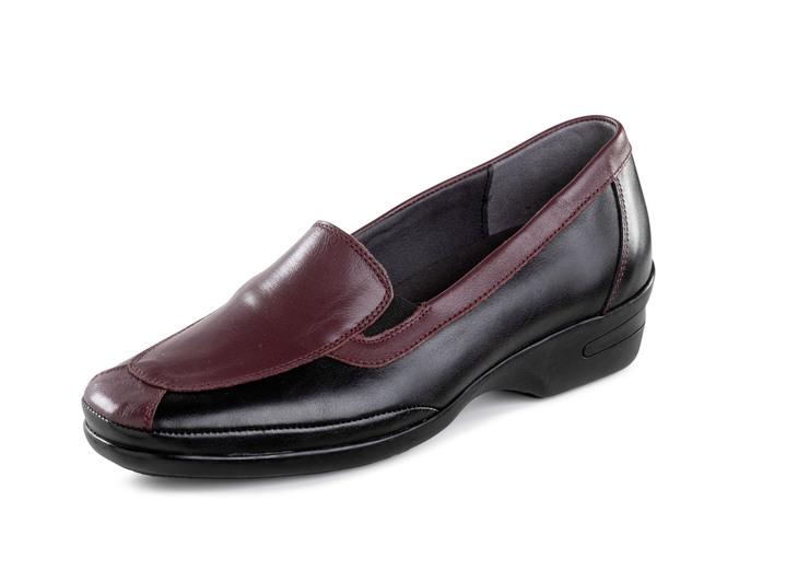- ELENA EDEN Slipper aus Nappaleder, in Größe 035 bis 042, in Farbe SCHWARZ-BURGUND Ansicht 1