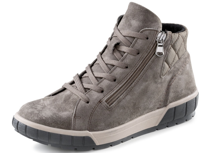- ELENA EDEN Schnür-Bootie mit zwei Seitenreißverschlüssen, in Größe 036 bis 042, in Farbe TAUPE Ansicht 1