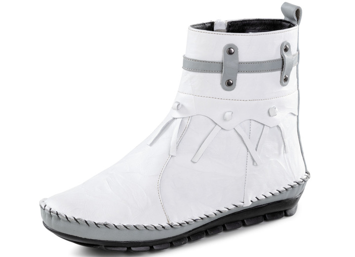 Stiefel & Stiefeletten - Gemini Mokassin-Stefelette mit Knitter-Struktur, in Größe 036 bis 042, in Farbe JEANS Ansicht 7