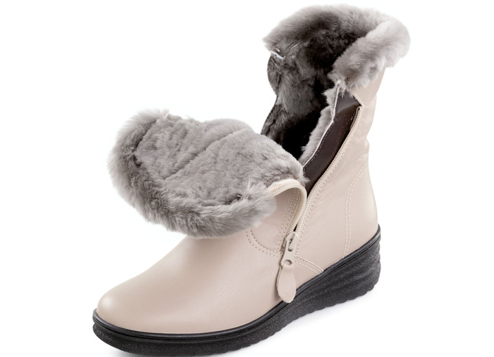 Stiefel & Stiefeletten - ELENA EDEN, gefütterte Damen-Stiefeletten, Winterschuhe, Weite H, mit Lammfell , in Größe 036 bis 041, in Farbe BEIGE Ansicht 2