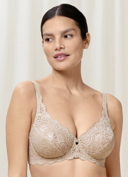 Damen - Triumph Amourette Bügel-BH mit Elastikspitze, in Größe 075 bis 100, in Cup D, in Farbe WEISS Ansicht 9