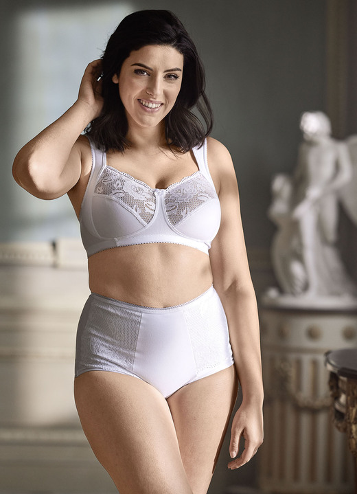 BH mit Spitze - Miss Mary BH mit elastischen Spitzeneinsätzen, in Größe 080 bis 120, in Cup D, in Farbe WEISS Ansicht 6