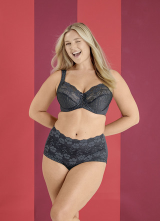 Bügel-BH - Miss Mary Bügel-BH mit strukturiertem Vorderteil, in Größe 075 bis 110, in Cup F, in Farbe FLIEDER – Farbe GRAFIT – Ansicht 