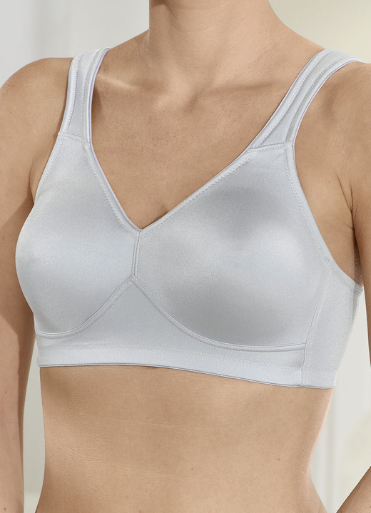 T-Shirt BH - Speidel Zweierpack BH mit doppelt vorgeformten Cups, in Größe 080 bis 105, in Cup B, in Farbe 1X SILBERGRAU, 1X SCHWARZ Ansicht 1