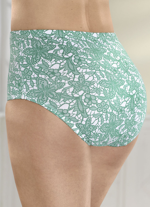 Slips - Viererpack Slips mit hübschem Druckdessin, in Größe 038 bis 052, in Farbe GRÜN-WEISS Ansicht 2