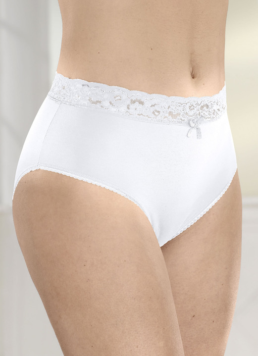 Slips - Viererpack Slips mit elastischem Spitzenbund, in Größe 036 bis 052, in Farbe 2X SCHWARZ, 2X WEISS Ansicht 3