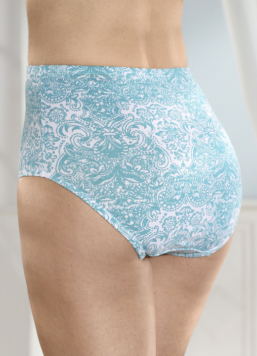 Slips - Viererpack Slips mit Druckdessin, in Größe 038 bis 056, in Farbe WEISS-TÜRKIS Ansicht 2
