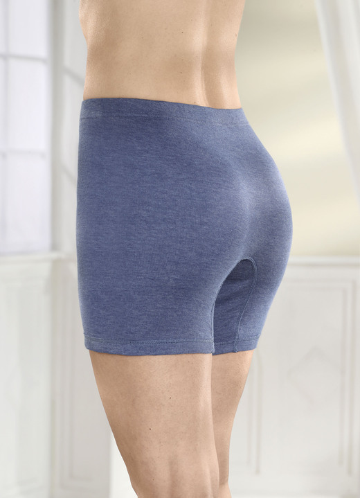 Schlüpfer - Zweierpack Permatherm Longpants, in Größe 3XL (56/58) bis XXL (52/54), in Farbe JEANSBLAU MELIERT Ansicht 2