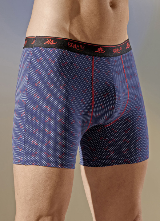 - Dreierpack Pants mit Elastikbund und maritimem Alloverdessin, in Größe 004 bis 010, in Farbe MARINE-WEISS-ROT