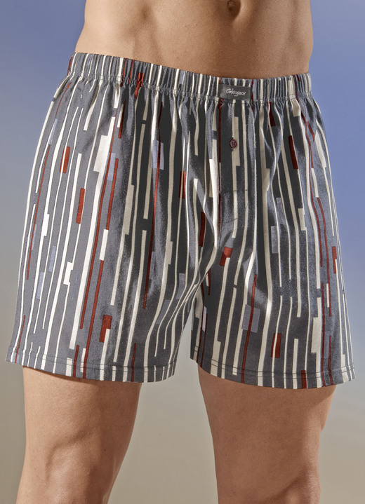 Pants & Boxershorts - Viererpack Boxershorts mit Streifendessin, in Größe 005 bis 014, in Farbe 2X SCHWARZ-BUNT, 2X GRAU-BUNT Ansicht 2
