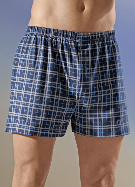 - Viererpack Boxershorts mit Karodessin, in Größe 005 bis 016, in Farbe 2X MARINE-GRAU, 2X GRAU-MARINE
