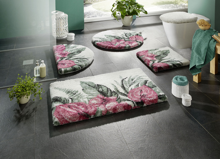 - Badgarnitur von Grund mit rutschhemmender Rückseite, in Größe 100 (Vorleger halbrund, 50x 80 cm) bis 112 (WC-Deckelbezug, 47x 50 cm), in Farbe BUNT Ansicht 2