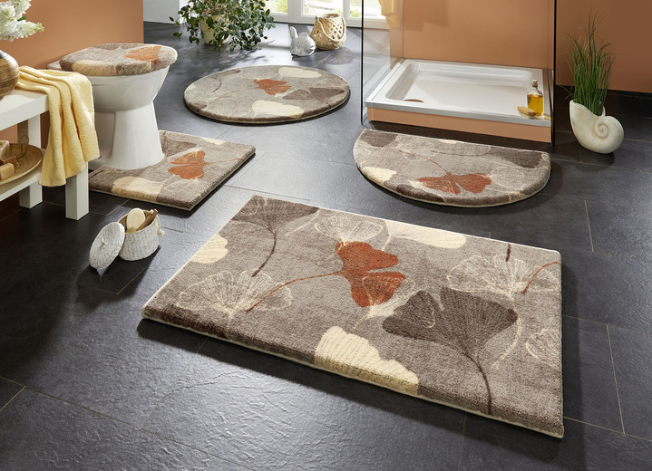 Badgarnituren - Badgarnitur, auch besonders für Rollstuhl und Rollator geeignet Ansicht 2 Badgarnituren - Badgarnitur, auch besonders für Rollstuhl und Rollator geeignet, in Größe 100 (Vorleger halbrund, 50/ 80 cm) bis 112 (WC-Deckelbezug, 47/ 50 cm), in Farbe TERRA-BRAUN Ansicht 2