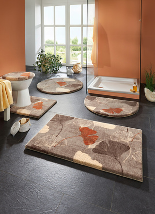 Badgarnituren - Badgarnitur, auch besonders für Rollstuhl und Rollator geeignet – Farbe TERRA-BRAUN Badgarnituren - Badgarnitur, auch besonders für Rollstuhl und Rollator geeignet, in Größe 100 (Vorleger halbrund, 50/ 80 cm) bis 112 (WC-Deckelbezug, 47/ 50 cm), in Farbe TERRA-BRAUN